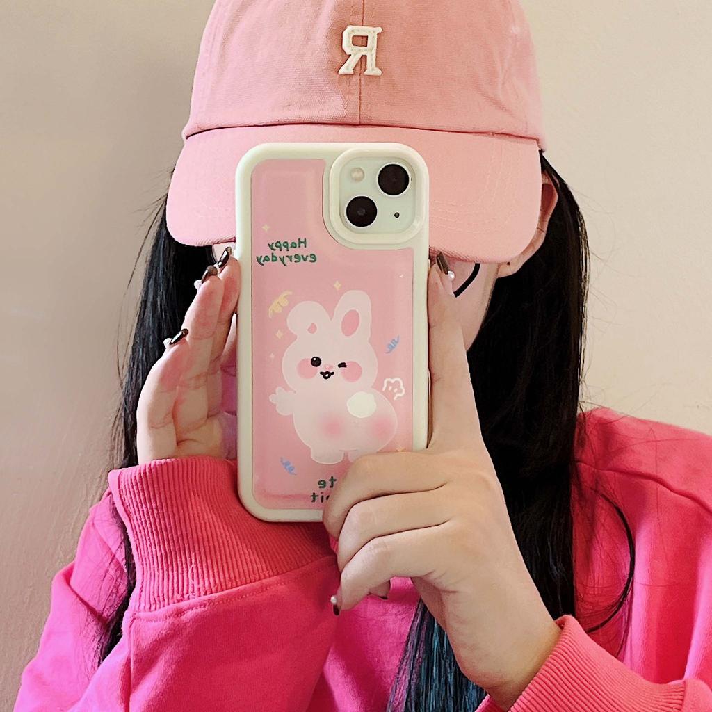 2023 oryginalny nowy skórzany królik uroczy króliczek z kreskówki szczęśliwy różowy futerał na telefon dla Iphone 11 13 12 Promax 14 Pro Max Plus Xsmax X Xr