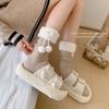 Sweet Snow Boot Socks Middle Tube Female Hosiery New Bow Middle Tube Socks  Winter Christmas Gifts