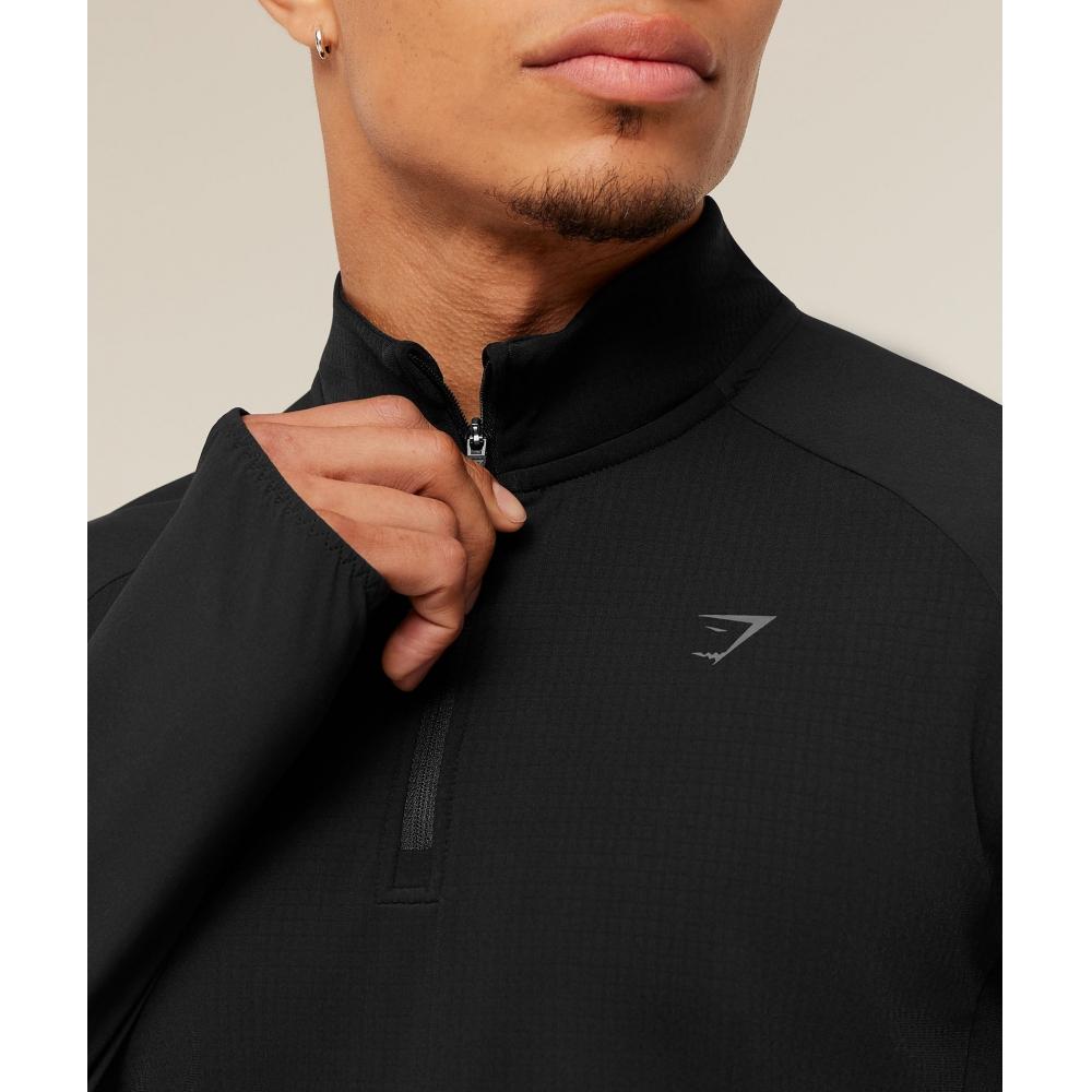 Gymshark Running Elite 1 4 Zip Black A2b2s Bb2j