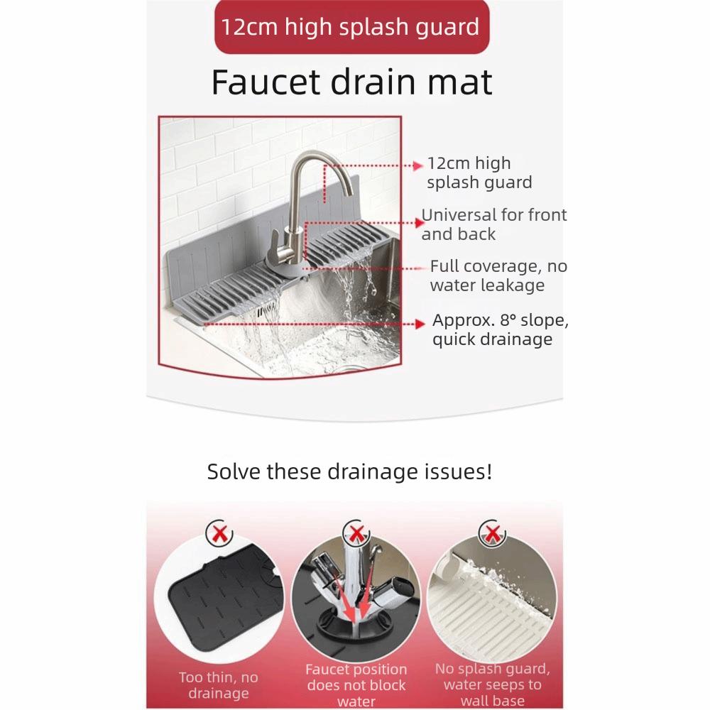 Fast Self-Draining Silicone Faucet Draining Pad Non-Slip Sink Splash Guard  Dish Soap Holder