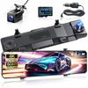 Mirror-type Dash Cam [2026 Evolution Model, 4K HD Resolution, 12-inch Large Screen] Dash Cam with Front and Rear Cameras, WDR & HDR, 170-Degree Ultra-