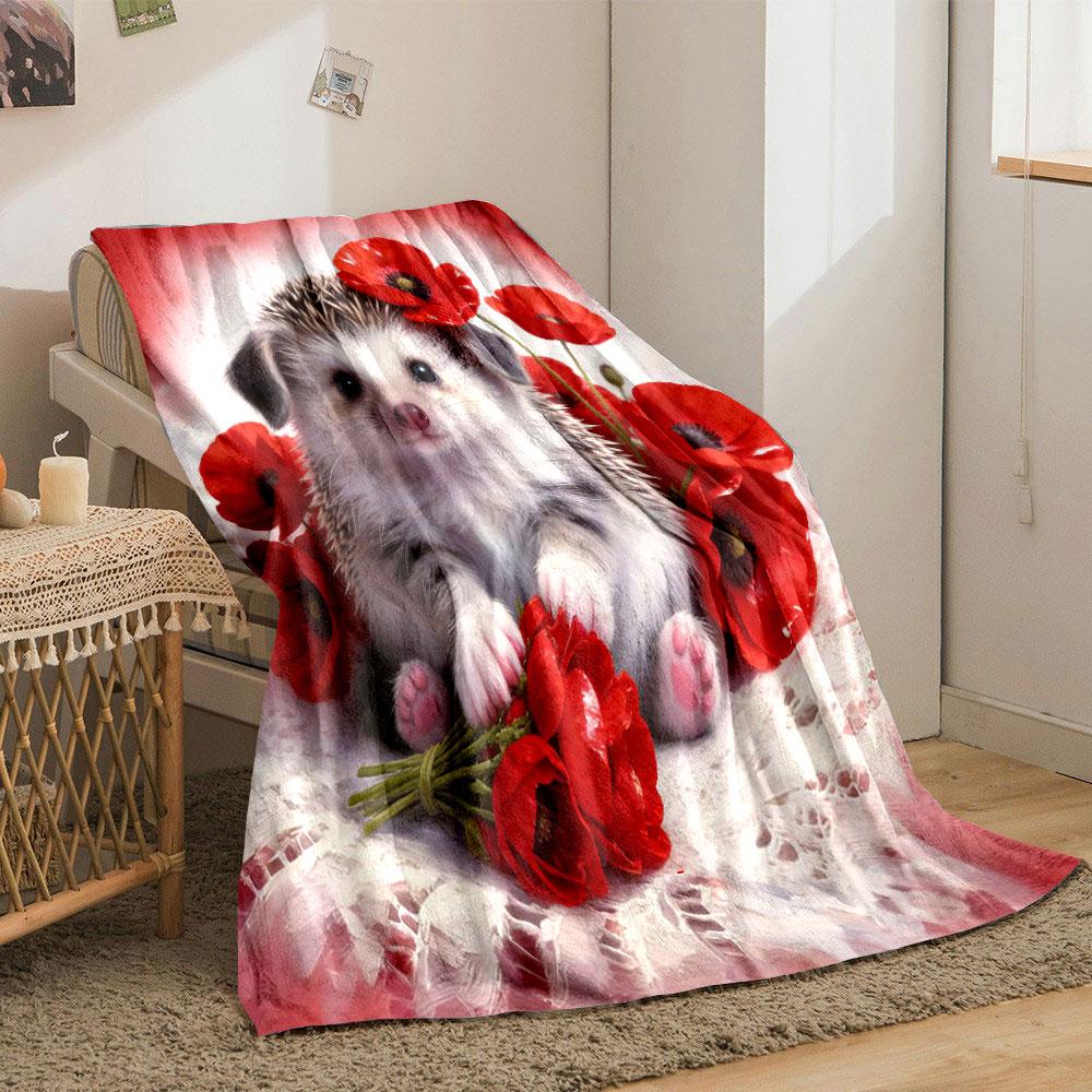 Cute Animals and Flowers Printed Blanket Children Adult Blanket Soft and Warm Bedding for Bed Sofa Outdoor Travel Cover Blanket