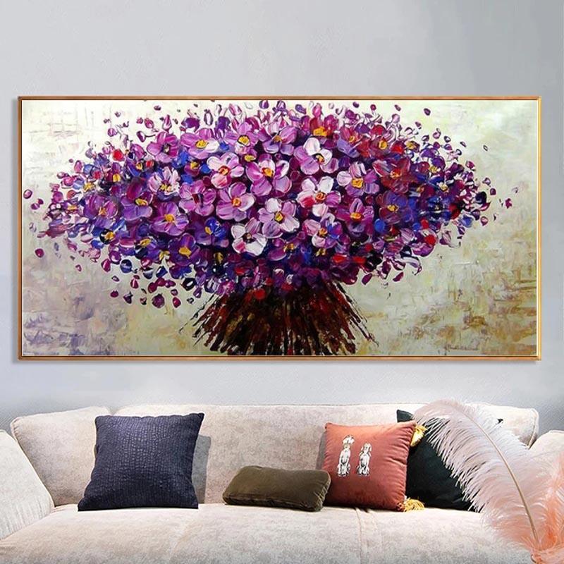 Nordic Abstrakte Blau Rot Blumen Leinwand Malerei Landschaft Poster und Drucke Wand Kunst Bilder für Wohnzimmer Dekor Kein Rahmen