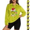 Women's Stand-up Collar Long-sleeved Pullover Top, Christmas Print Sports Top