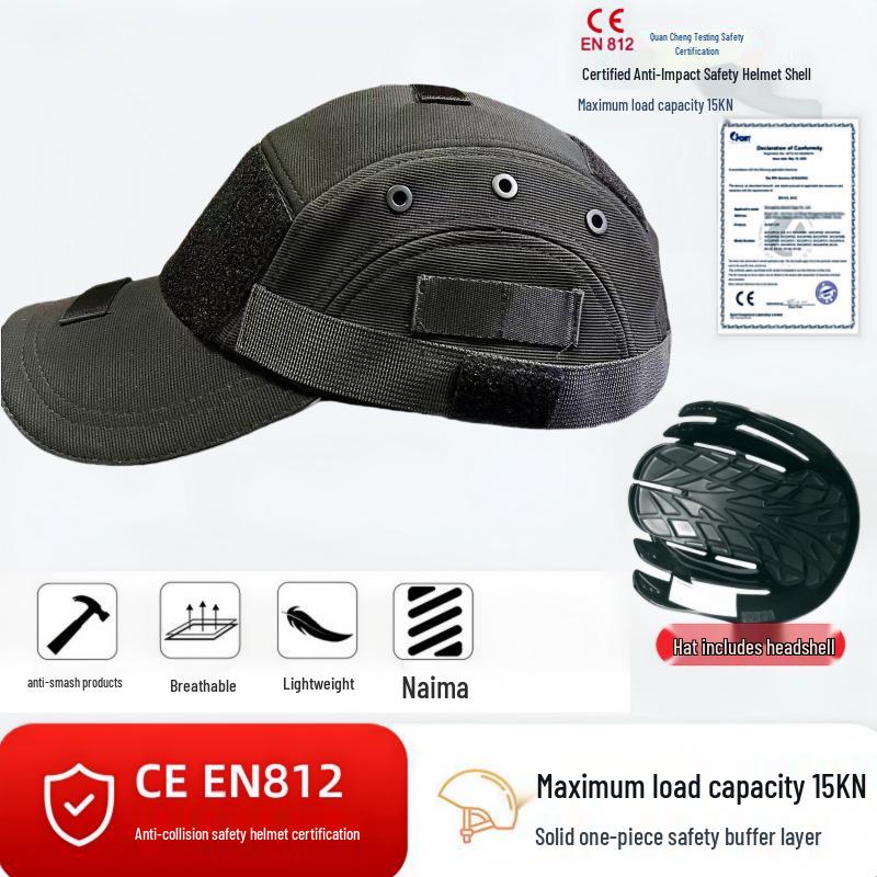 Leichte Atmungsaktive Baumwoll-Sicherheitskappe mit ABS-Einsatz - Stoß- & Sturzsicher