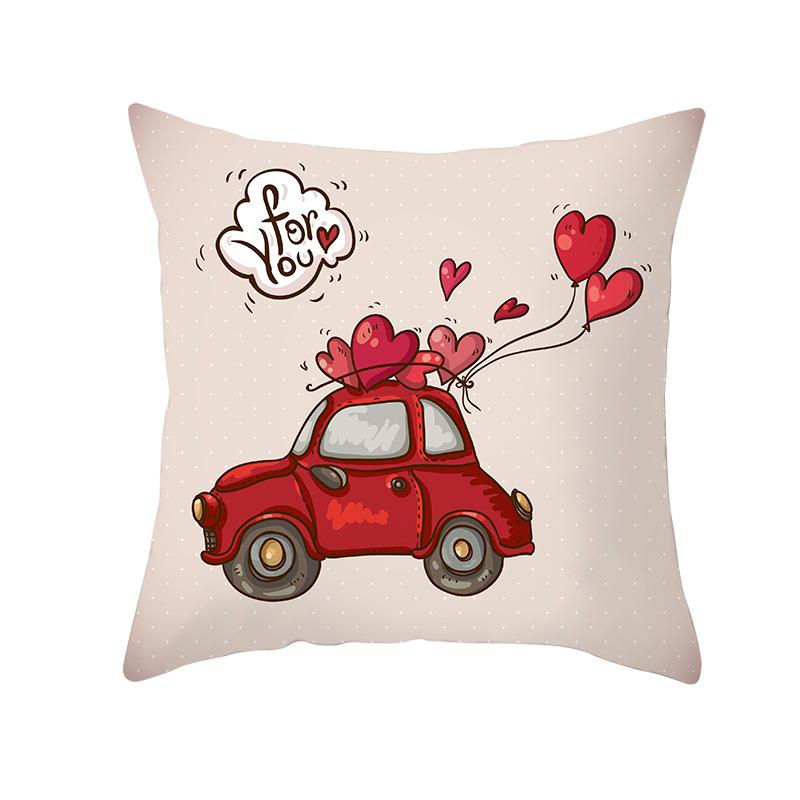 Pink Series Valentine's Day Peach Skin Pillowcase Home Sofa Cushion Cover Square Pillowcase