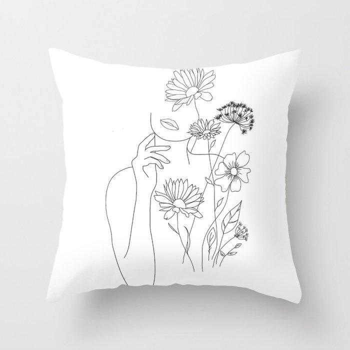 Abstract Simple Line Female Pose Sketch Printing Pattern Cushion Cover Home Living Room Sofa Decoration Pillow Pillow Cover