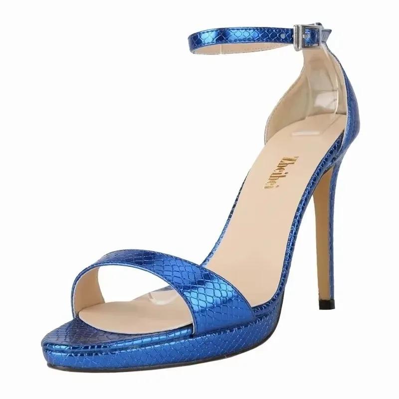 Sandálias Femininas Stilettos Verão Sexy Pole Dance Salto Alto Elegante Crocodilo Couro Scarpins Vermelhos Sapatos de Festa de Casamento