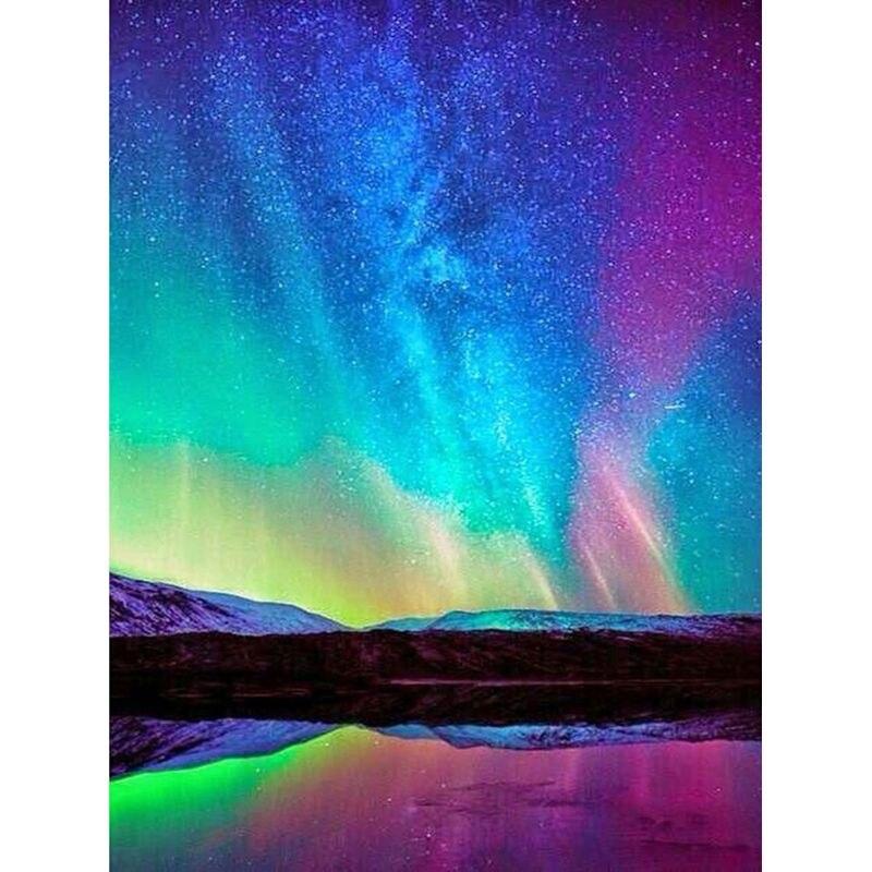 5d Diy Full Round Diamond Painting Embroidery Mosaic Aurora Polaris Landscape Home Decoration Gift Handicraf