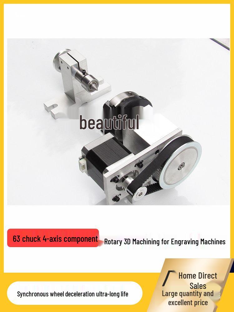 4th Axis Rotary Engraving Machine with 80mm Chuck and 63mm Center Tailstock for DIY 3D Carving A-Axis Indexing
