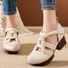 GKTINOO 2025 New Women Sandals Summer Genuine Leather Woven Gladiator Sandals Retro Style Round Toe Casual High Heel Shoes