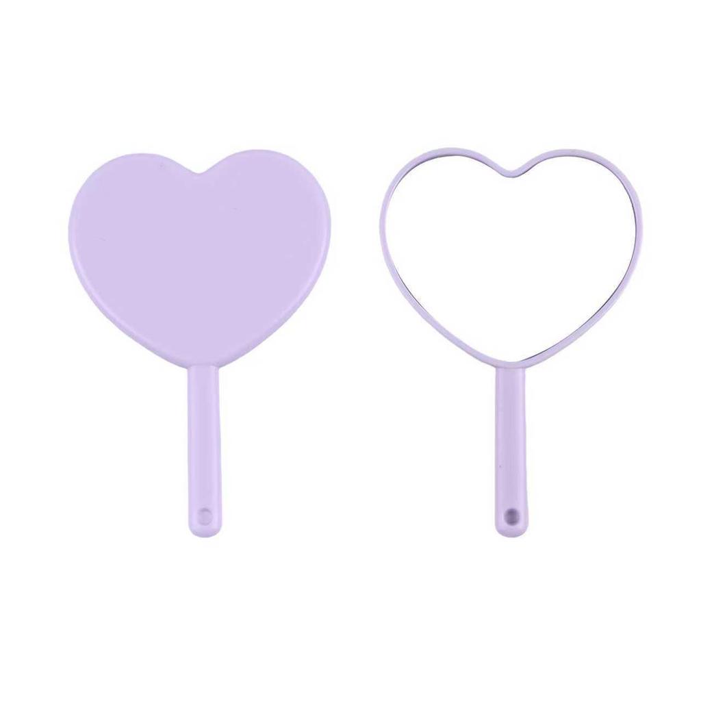 Heart-Shaped Mini Handheld HD Mirror with Custom Logo Capability - Plastic Design Makeup Accessory