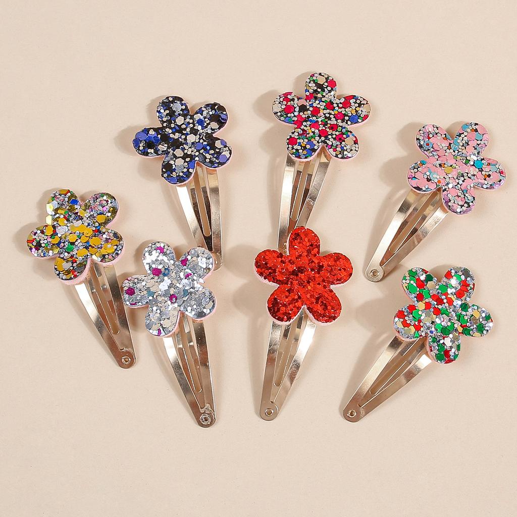 7/14pcs Cute Flower Hair Clips Girls Barrettes Clips Glitter Floral Hair Clip Hairpins Children Kids Women Hair Accessories