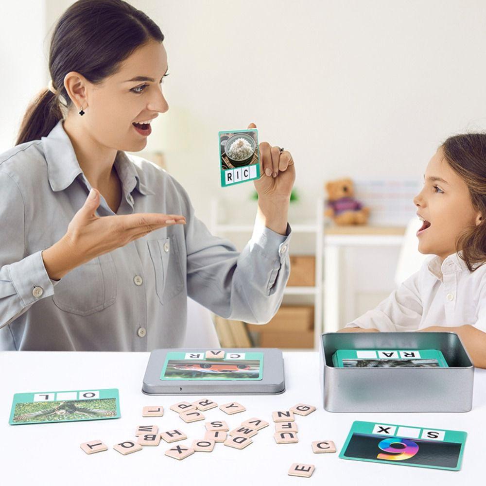 Alphabet Spell The Word Game Wooden Puzzle Letter Spelling Block  Educational Toy