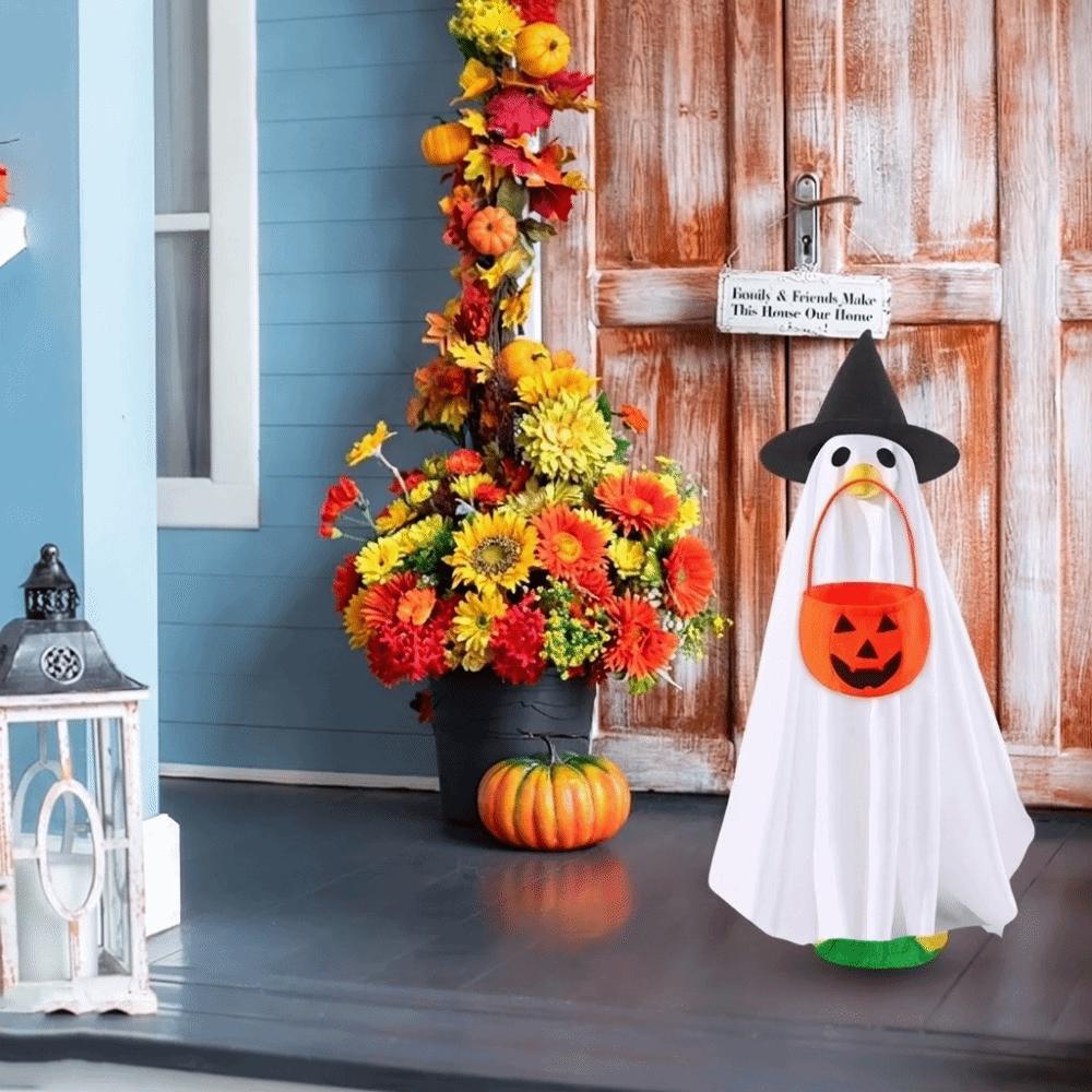 With Pumpkin Basket Porch Goose Halloween Outfit  Outdoor Courtyard Decoration