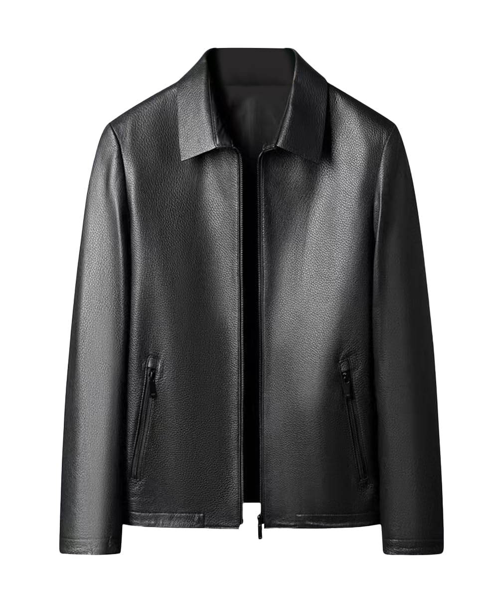 JINLUN Goat Leather Slim Single Rider Genuine Goatskin Black Men s Jacket, Fit, Jacket, Leather, Fall/Winter, (Black, 2XL) чёрный