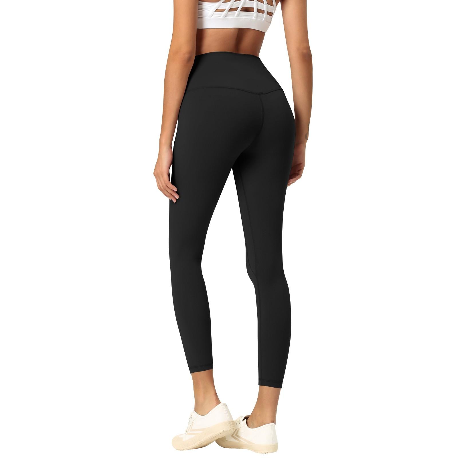 

Брюки для йоги с девятью точками, брюки для фитнеса с персиковой посадкой T-Less, быстросохнущие спортивные брюки - красивые L чёрный