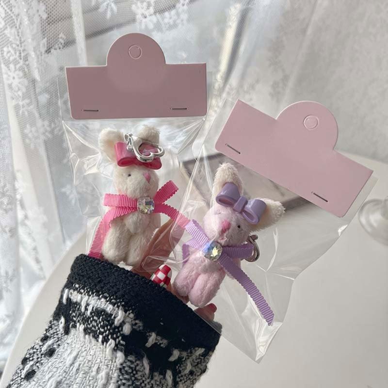Cute Bear/Rabbit Keychain Soft Plush Keyring Adorable Bag Pendant for Women Girls Lovely Couple Key Rings Ornament