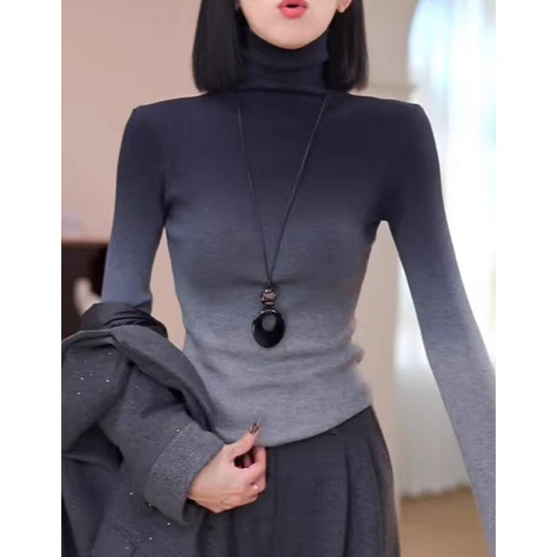 Gradient Chunky Knit Turtleneck Women’s Tie-Dye Base Layer - 2025 Autumn/Winter Fashion XL