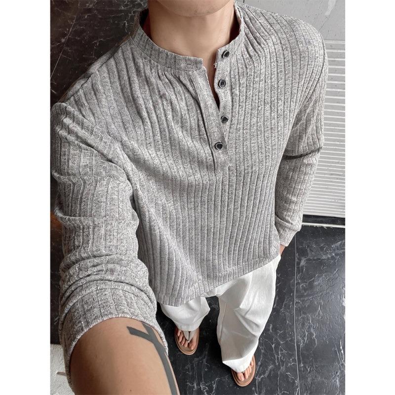 Men S Vintage Long Sleeve Polo Shirt Casual Base Layer