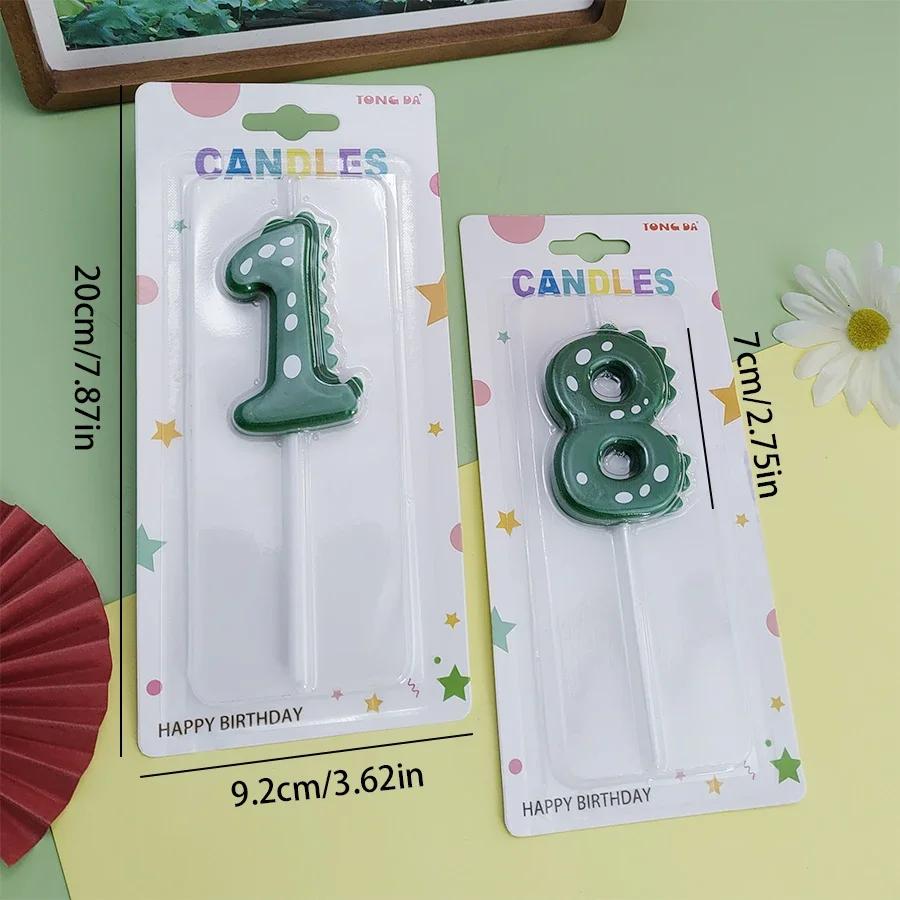 Green Dinosaur Number 0123456789 Happy Birthday Cake Candle Children Prince Party Cartoon Dinosaur Cute Candle Decoration Boy