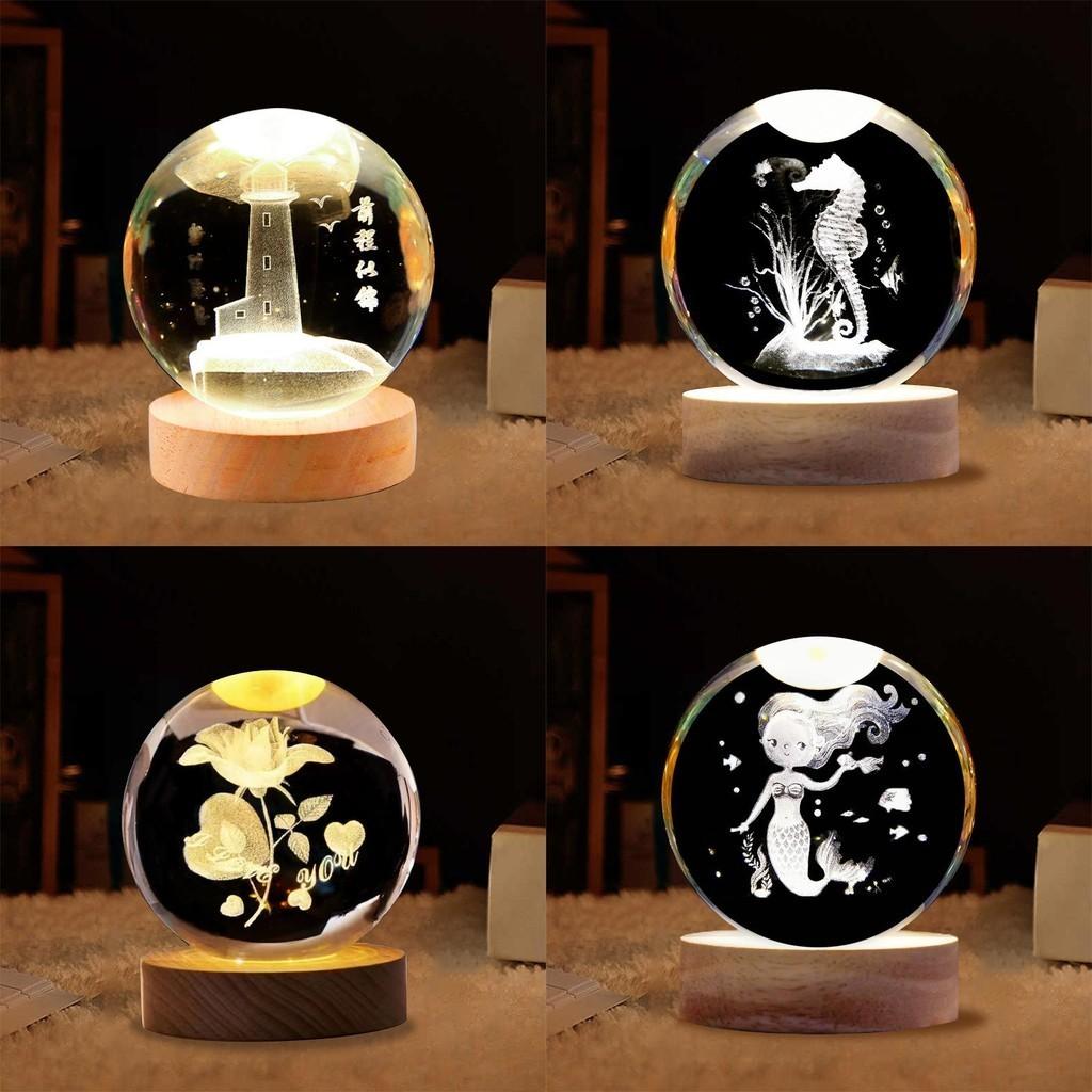 Crystal Luminous Global Ball Decoration Star Walk Night Light Usb Direct Insertion