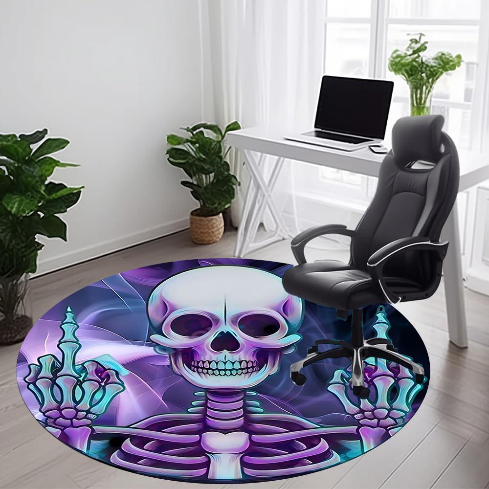 1pc SkeletoN Art Office Round Area Rug, Indoor Mat Suitable ForOffice, Under Office Chairs Bedroom Living Room Home Decor, Room Deco,  N47