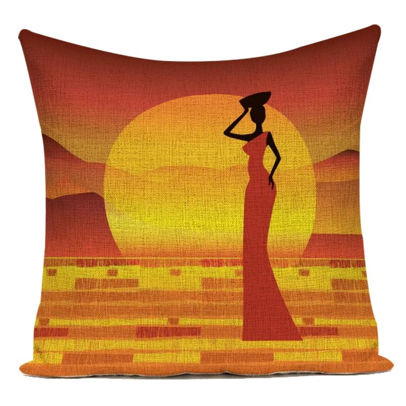 Africa Decorative Cushion Cover African Woman Custom Pillow Case National Costume Pattern Sofa Home Decor Pillow Cover