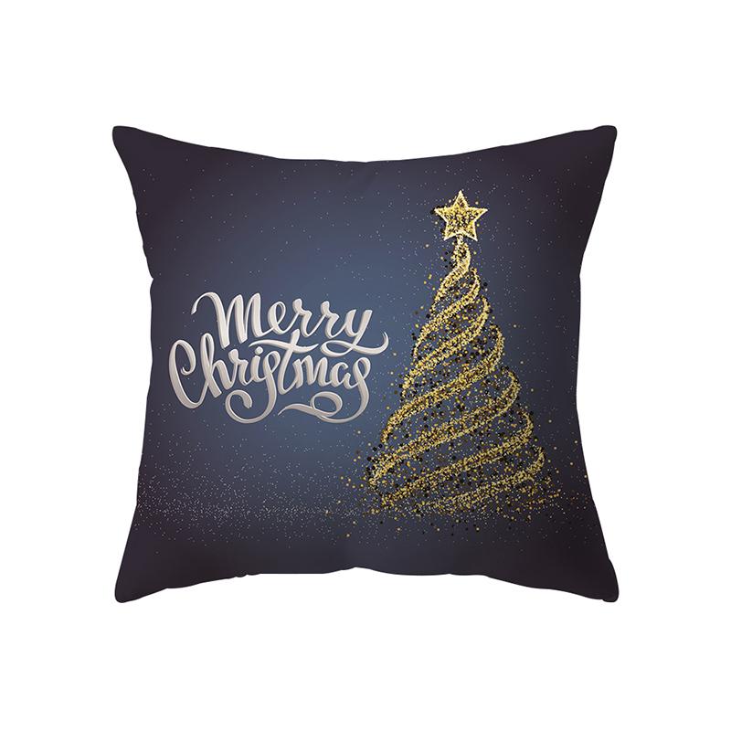 Christmas Theme Christmas Tree Decoration Printed Pattern Polyester Cushion Cover Home Living Room Sofa Decoration Pillowcase
