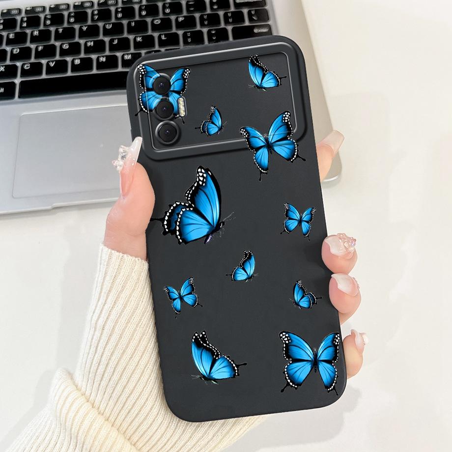 Für Tecno Spark 8P Spark8P 8 P KG7 Hülle Abdeckung Weiches Silikon TPU Blume Schmetterling Girly Mode Malerei Handyhülle Stoßstange Fundas