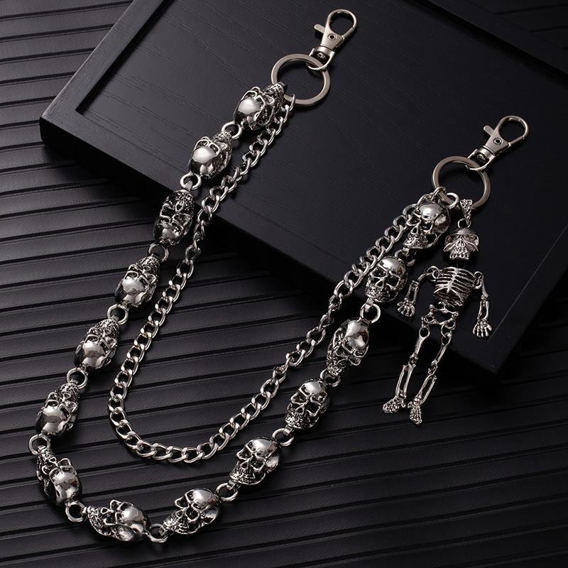 Wind Hip Hop Personality Men And Women Trendy Cool Waist Chain Dark Skull Jeans Chain Sweet Cool Babes Clothing Accessories