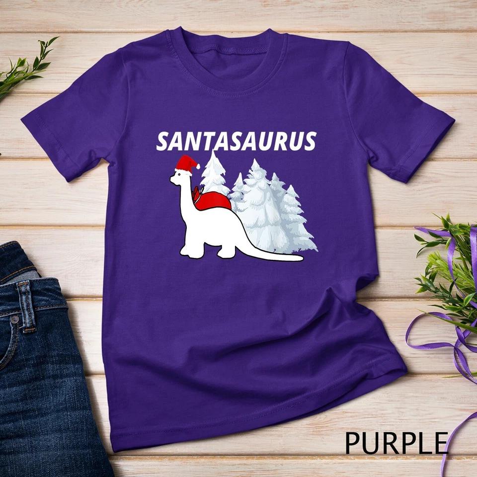 Santa Saurus Sauropods Xmas Christmas Ugly T-Shirt Unisex T-shirt 7 S