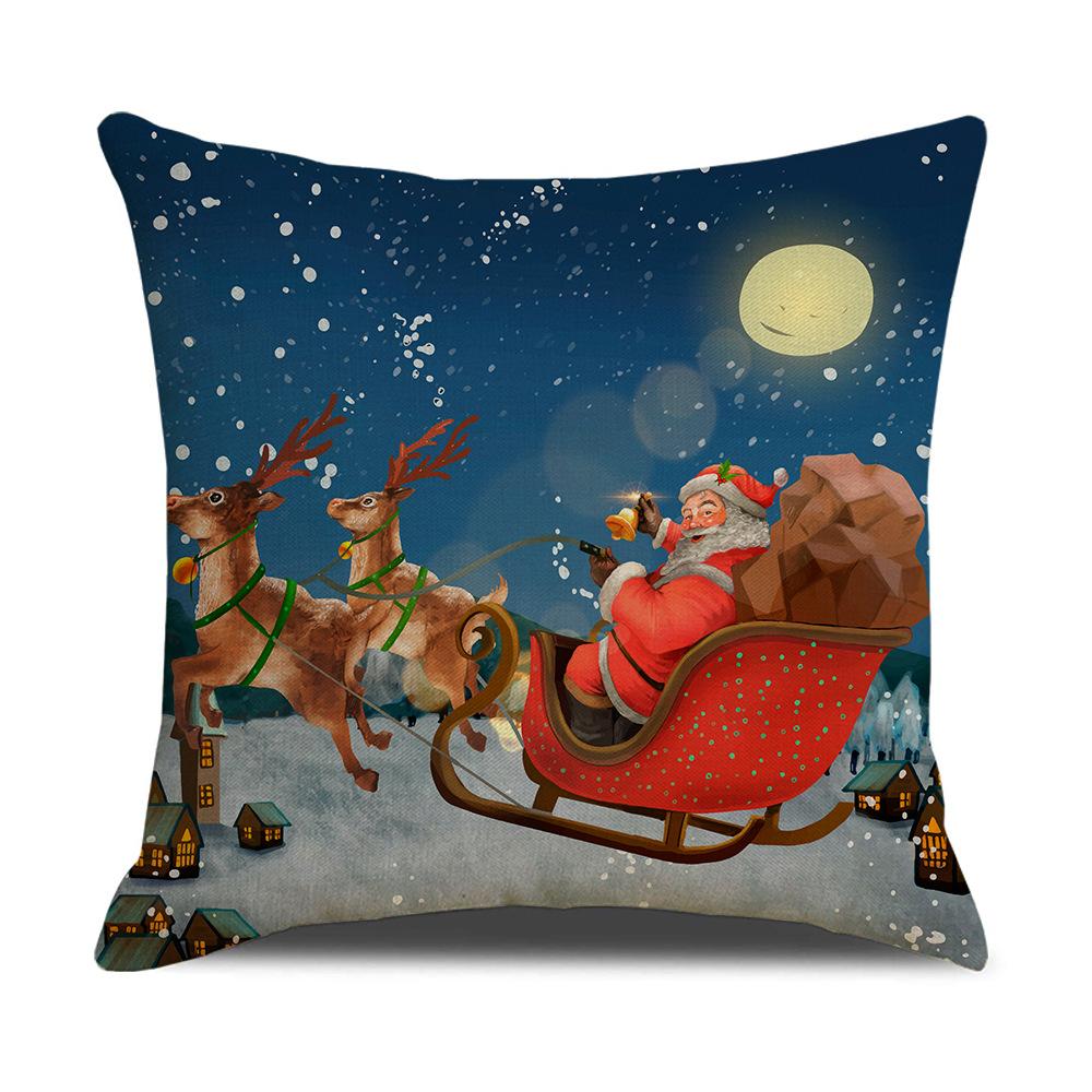 Cartoon Santa Claus Reindeer Series Linen Pillow Cover Nordic Office Sofa Cushion Cover Cushion Cover