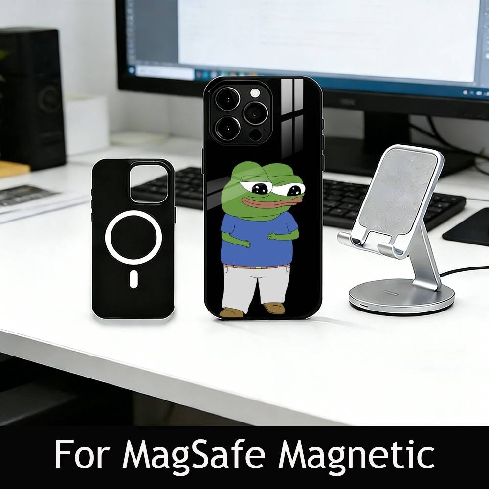 Sad Funny Frog Meme Phone Case For iPhone17,16,15,14,13,12,11 Plus,Pro Magnetic with Magsafe Wireless Charging