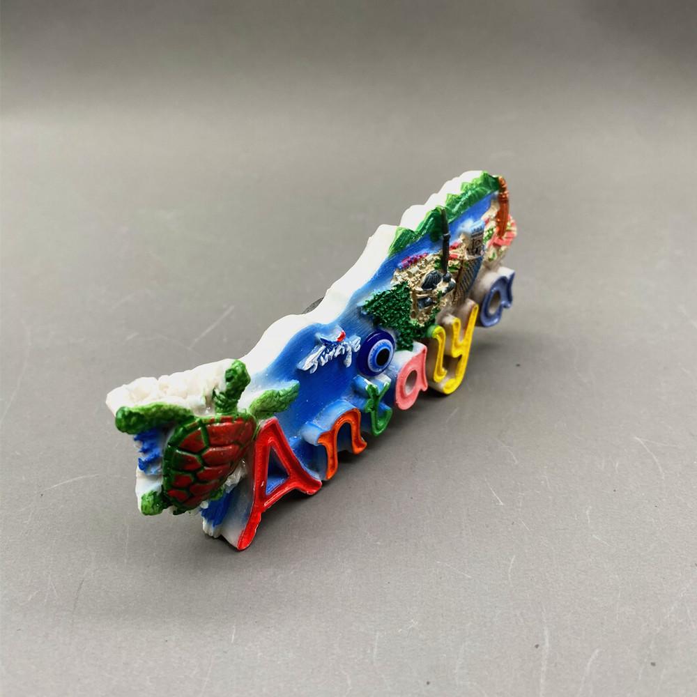 Turkey Fridge Magnet Souvenir Antalya Magnetic Tourist Souvenir Decorative Magnet for Refrigerator 3D Resin Painted Handicraft