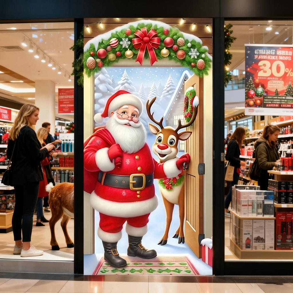 Housses de Porte de Noël Fond Mignon Housse de Porte de Fête Décorations de Noël Pour Décoration de Maison Intérieur Extérieur Salon Chambre à Coucher