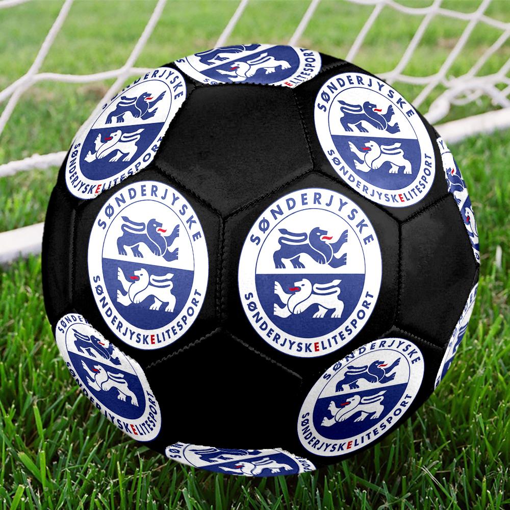 Sonderjyske FC Soccer Ball, Colorful, Suitable for All Ages, Machine-stitched, PVC Material, Competition Grade, Durable and High Bounce