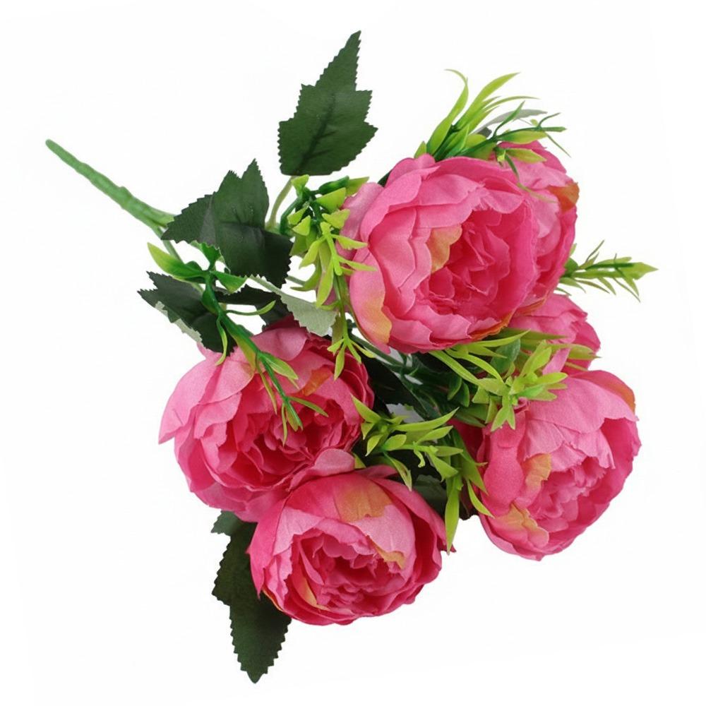 6 Heads Peony Artificial Flower Multicolor Silk Petals Fake Flower Big Size Floral Arrangement Simulation Peony Flower