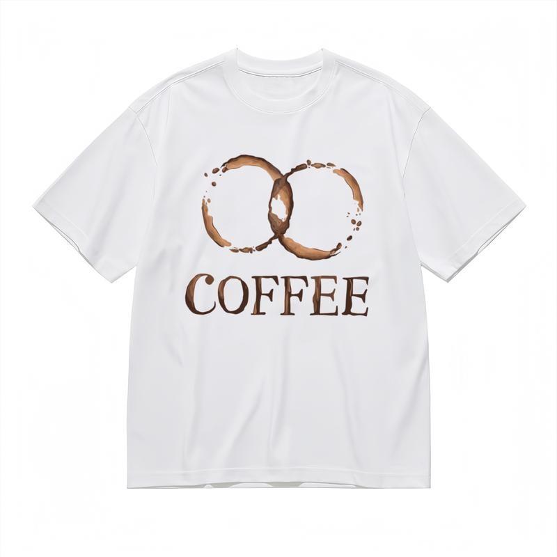 Men's Trend Breathable Classic T-Shirt Coffee Theme with Stained Effect Tee