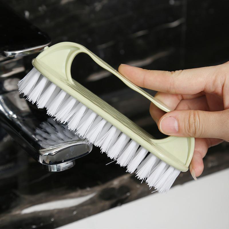 Three-Piece Household Cleaning Brush Set: Plastic Soft Bristle, Three-Head Shoe Brush, Laundry Brush, Scrub Brush, Small Brush.