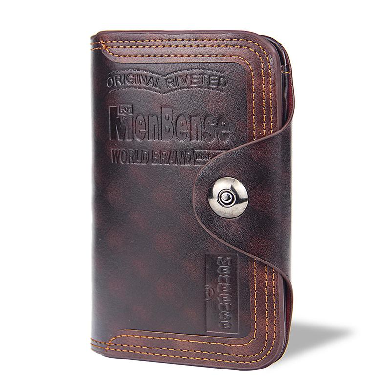 

Винтажный мужской кошелек, держатель для карт, большой вместимости, из ПУ кожи, короткий мужской кошелек, отделение для ID, сумка для кредитных карт, мужской тройной кошелек, подарок на день рождения кофейный