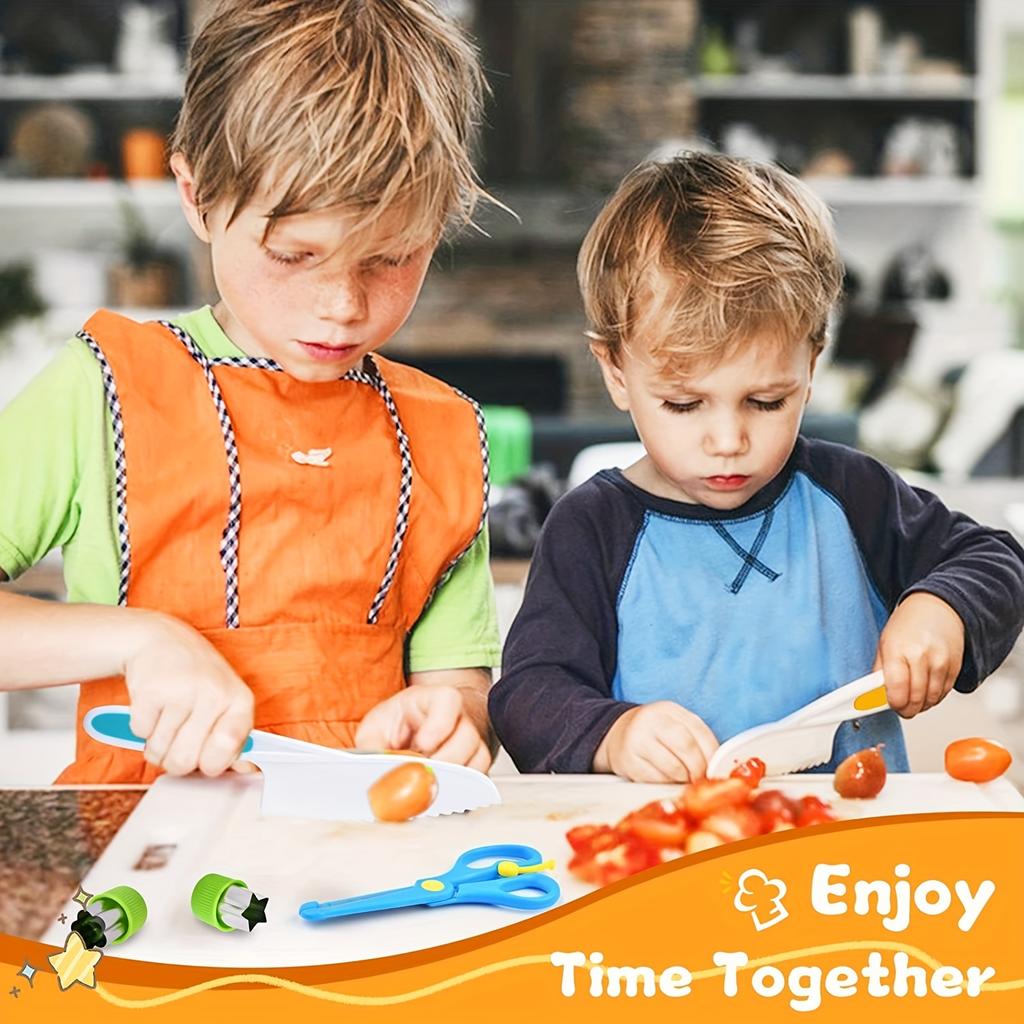 13pcs Montessori Kitchen Tools Cookware Toddlers Safe Knife Set for Real Cooking Kids Knife Cutting Boards Crinkle Cutter Peeler