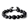 Koai Pixiu Carved Obsidian CZ Diamond Power Stone Bracelet for Good Luck and Adjustable Prayer Beads Evil, Length, Men's