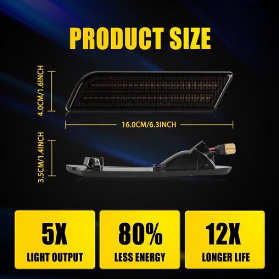 Front Bumper LED Side Marker Light Amber Lamp For 2010-2013 Ford Transit Connect