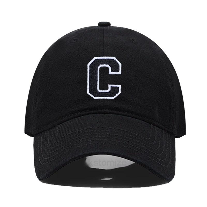 Initial Letter A-Z Black Baseball Cap For Men Womne High Quality Soft Cotton Embroider Fashion Team Sport Visors Snapback Caps