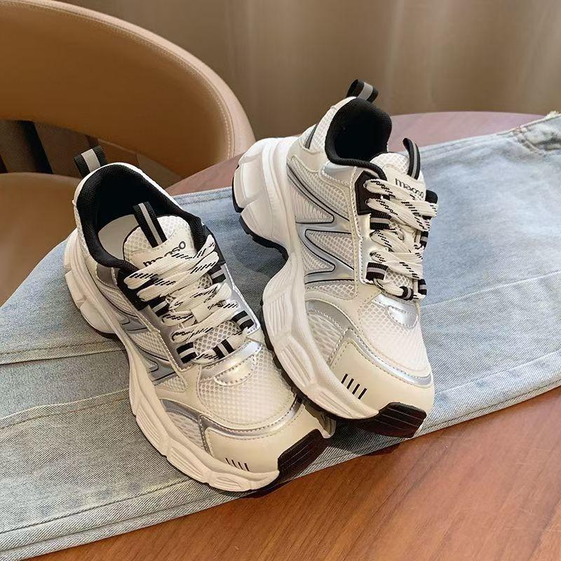 Thick-soled silver dad shoes women's spring and summer new breathable orgasm casual sports shoes