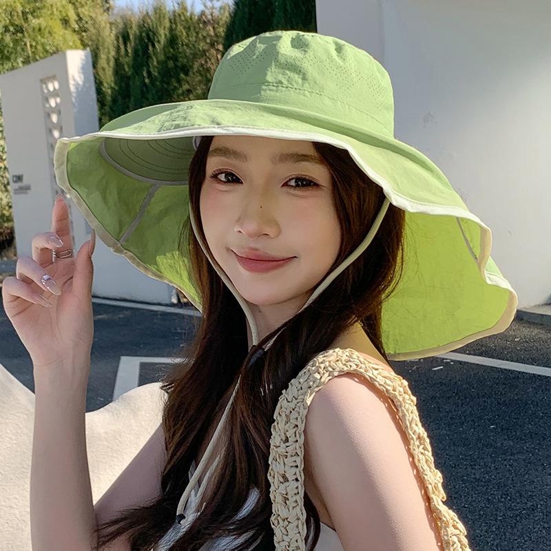 Summer Large Brim Neck Protection Fisherman Hat Widened Shawl Sun Hat Children s Breathable Versatile Sun Hat зелёный
