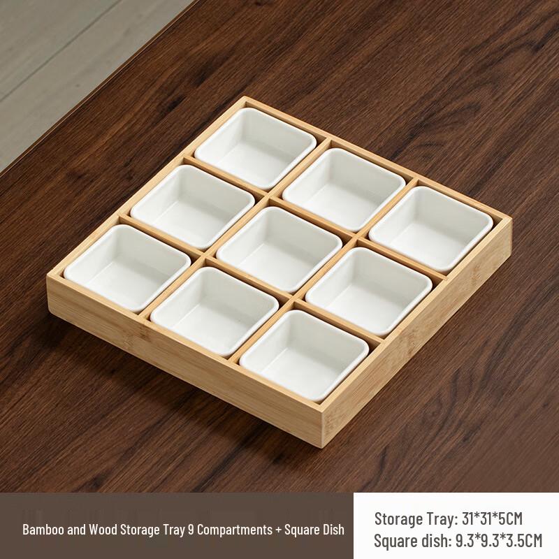 Набор подносов для закусок с бамбуковой решеткой