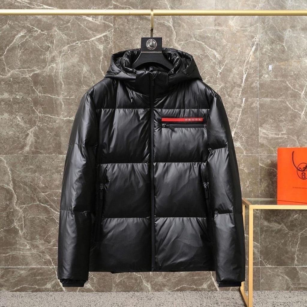 Men's Black Hooded Down Jacket - Thick, Warm, and Short, Made from White Goose Down