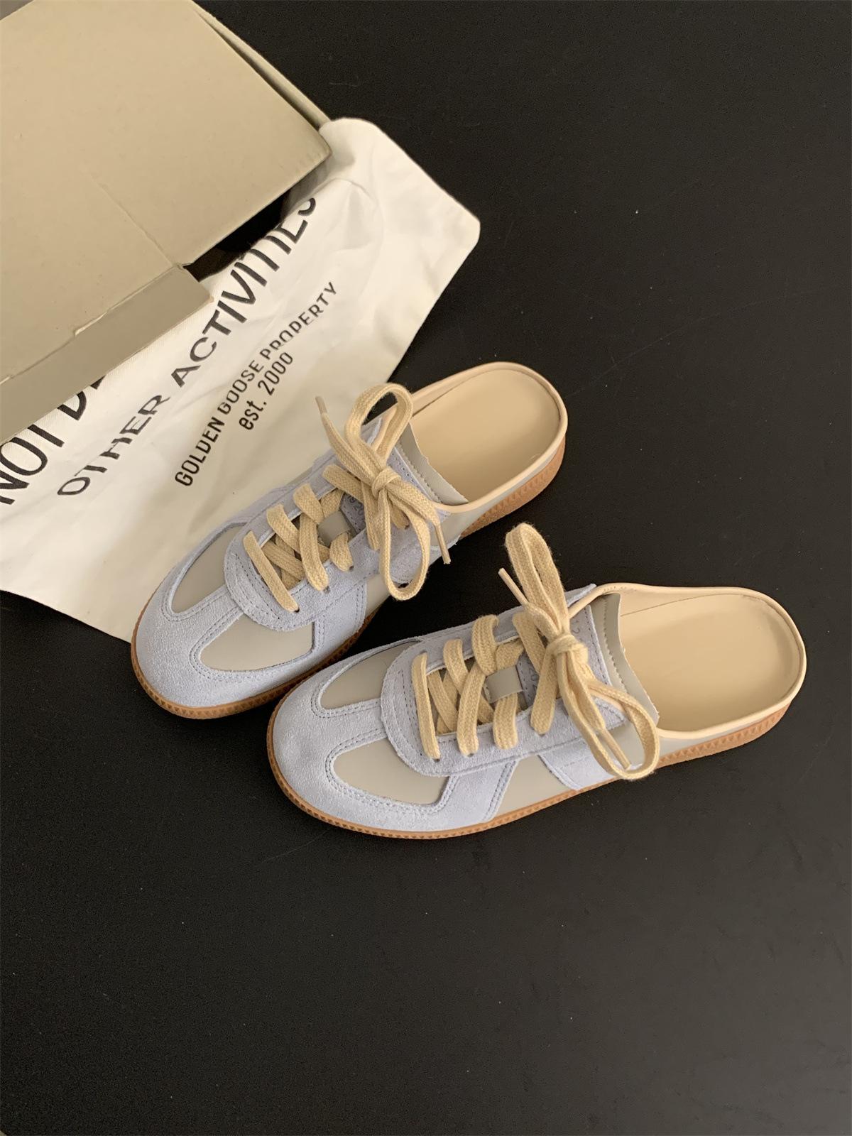 

Баотоу полутапочки женская верхняя одежда 2025 новая ретро универсальная платформа без каблука и одна педаль ленивые немецкие кроссовки 35 синий